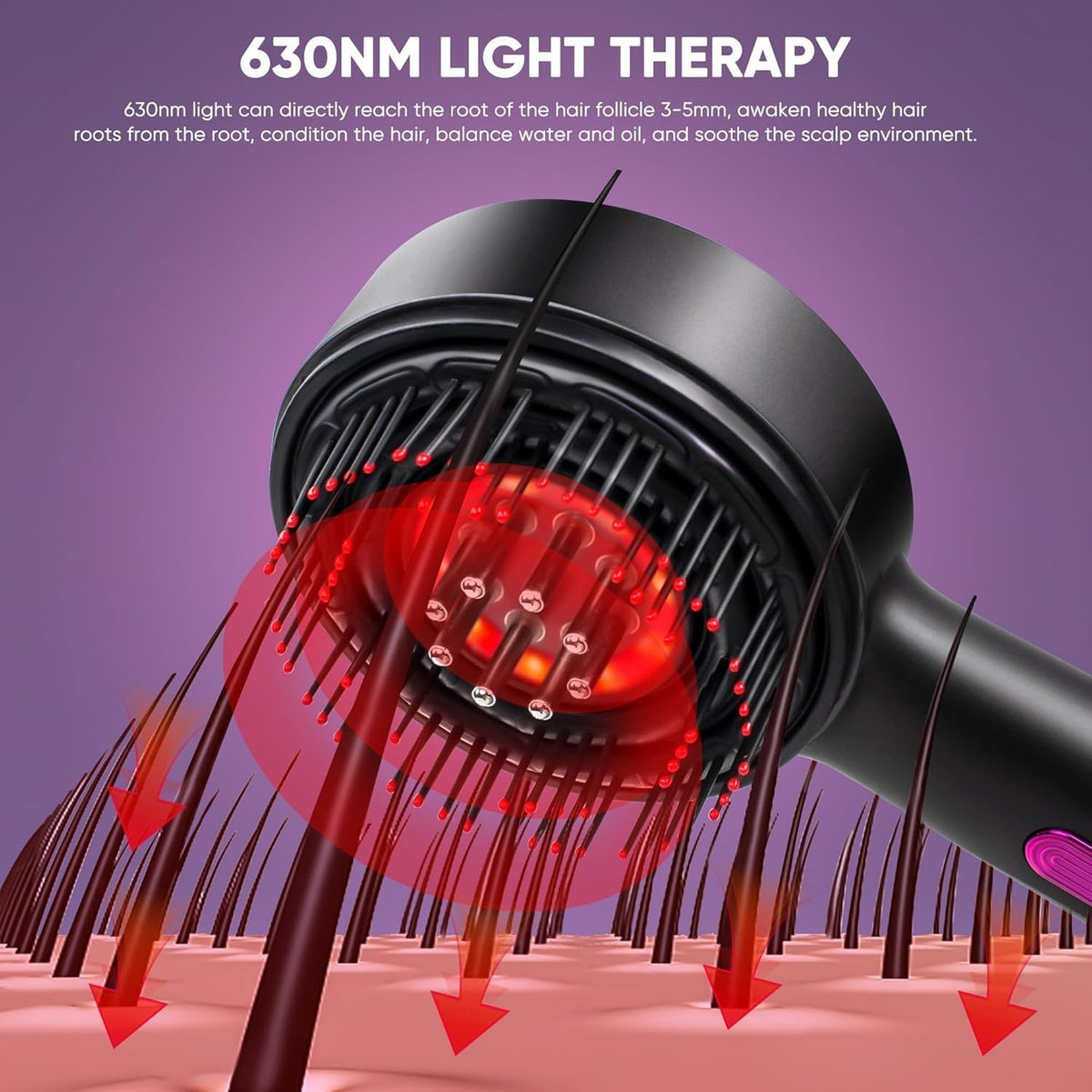 Premium Head Scalp Electric Massager Comb | Scalp Massaging Brush with 3 In 1 Hair Oil Applicator | IPX7 Water Resistant,Portable Deep Massager For Hair & Head Relaxation at Home | Shiatsu Massage for Hair Growth/Stress Relax (Multicolor) (Red)