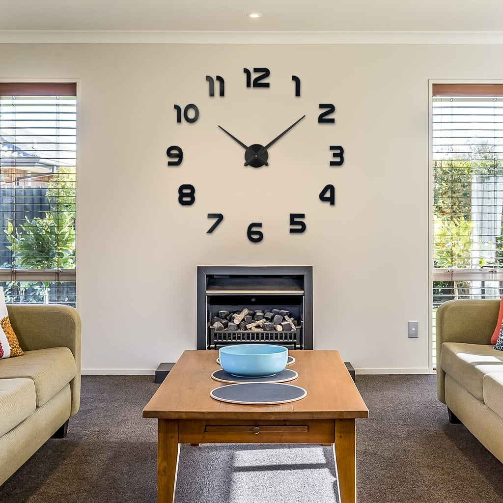 Acrylic DIY Wall Clock - Frameless 3D-Style Analog Timekeeper for Home, Living Room, Office - Battery-Powered Modern House Decoration - Silent Clock Decor with Number Sticker Decals
