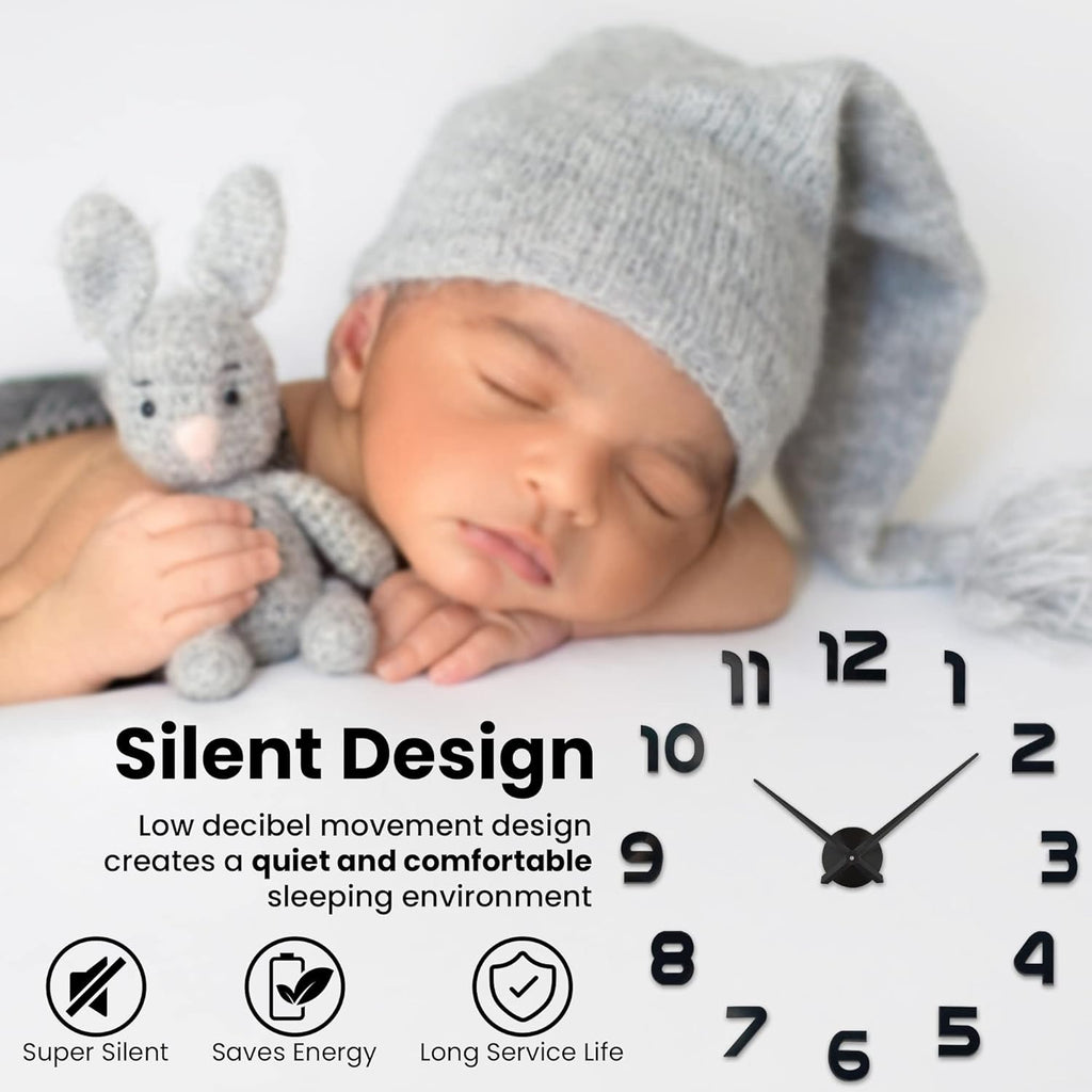 Acrylic DIY Wall Clock - Frameless 3D-Style Analog Timekeeper for Home, Living Room, Office - Battery-Powered Modern House Decoration - Silent Clock Decor with Number Sticker Decals