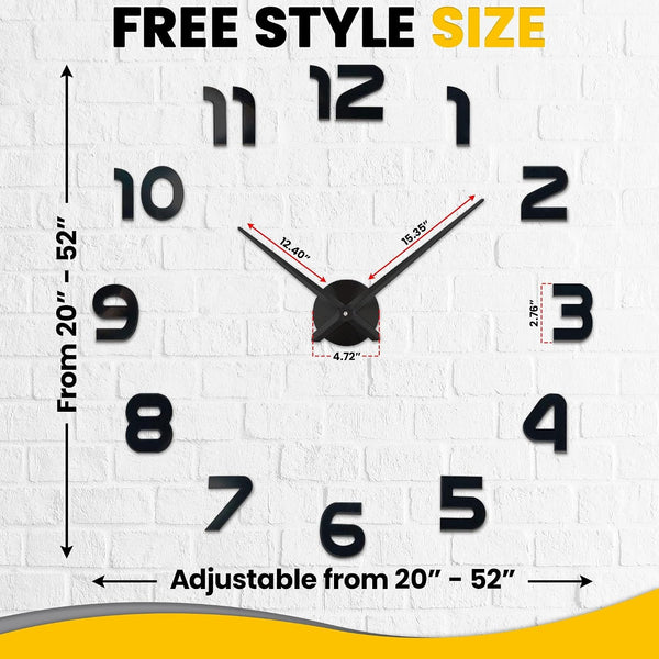 Acrylic DIY Wall Clock - Frameless 3D-Style Analog Timekeeper for Home, Living Room, Office - Battery-Powered Modern House Decoration - Silent Clock Decor with Number Sticker Decals