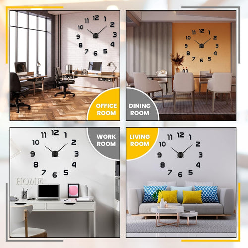 Acrylic DIY Wall Clock - Frameless 3D-Style Analog Timekeeper for Home, Living Room, Office - Battery-Powered Modern House Decoration - Silent Clock Decor with Number Sticker Decals