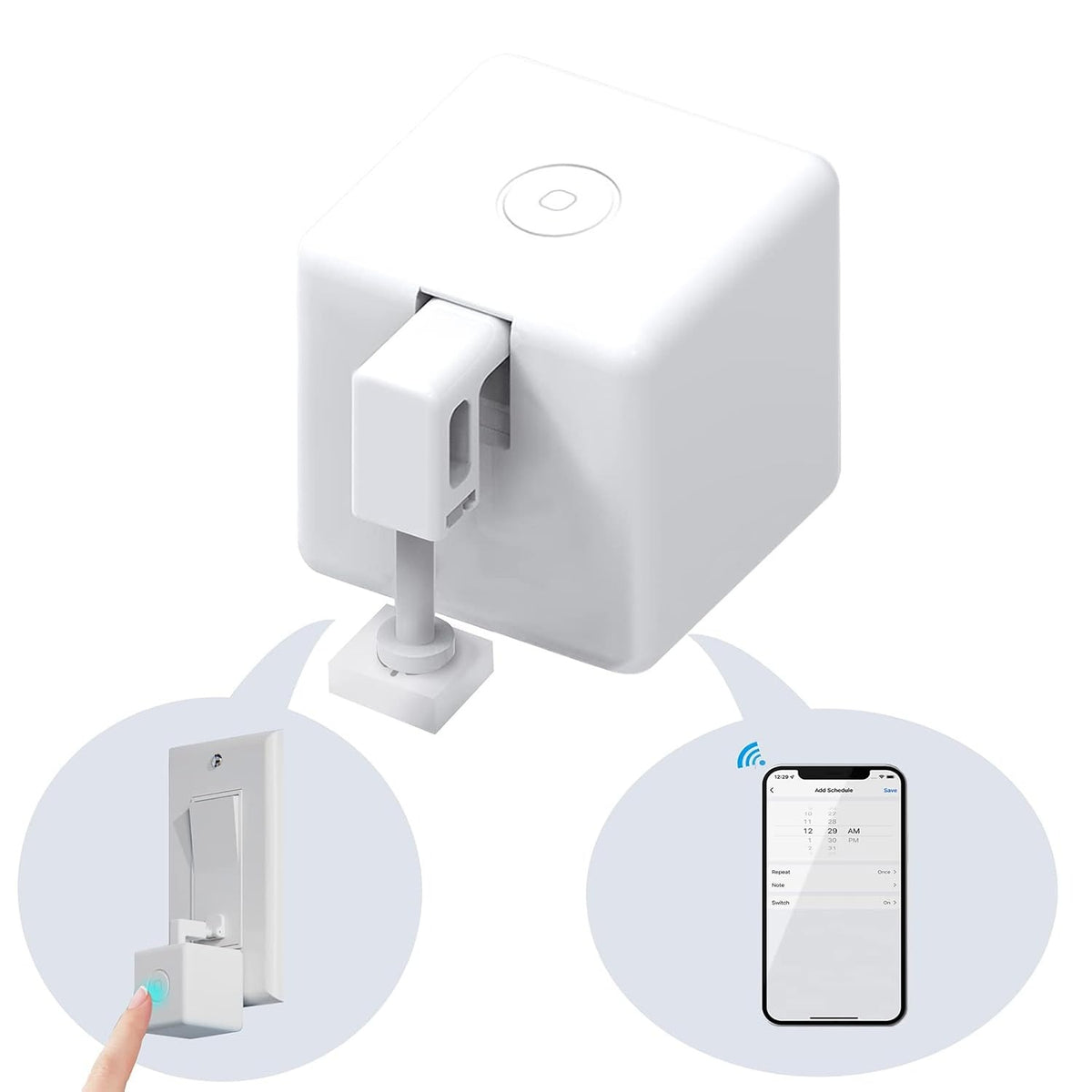Smart Switch Toggle - Make Switch Intelligent, App and Timer Control, Add Hub Mini to Make It Compatible with Alexa, Google Home and IFTTT (White)