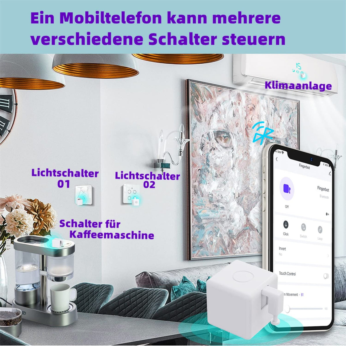 Smart Switch Toggle - Make Switch Intelligent, App and Timer Control, Add Hub Mini to Make It Compatible with Alexa, Google Home and IFTTT (White)