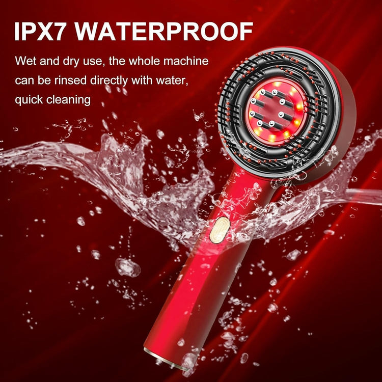 Premium Head Scalp Electric Massager Comb | Scalp Massaging Brush with 3 In 1 Hair Oil Applicator | IPX7 Water Resistant,Portable Deep Massager For Hair & Head Relaxation at Home | Shiatsu Massage for Hair Growth/Stress Relax (Multicolor) (Red)